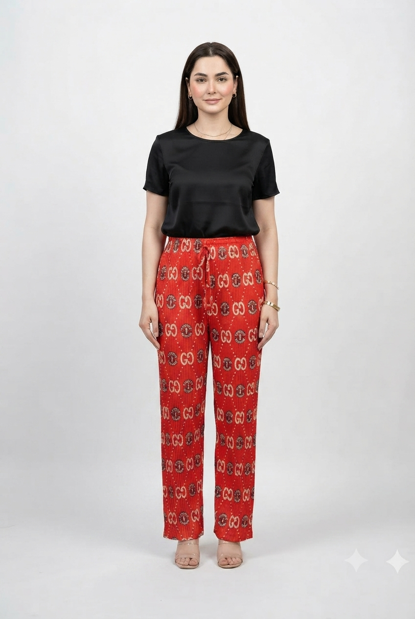 imported womens trouser red ZF03-1 S