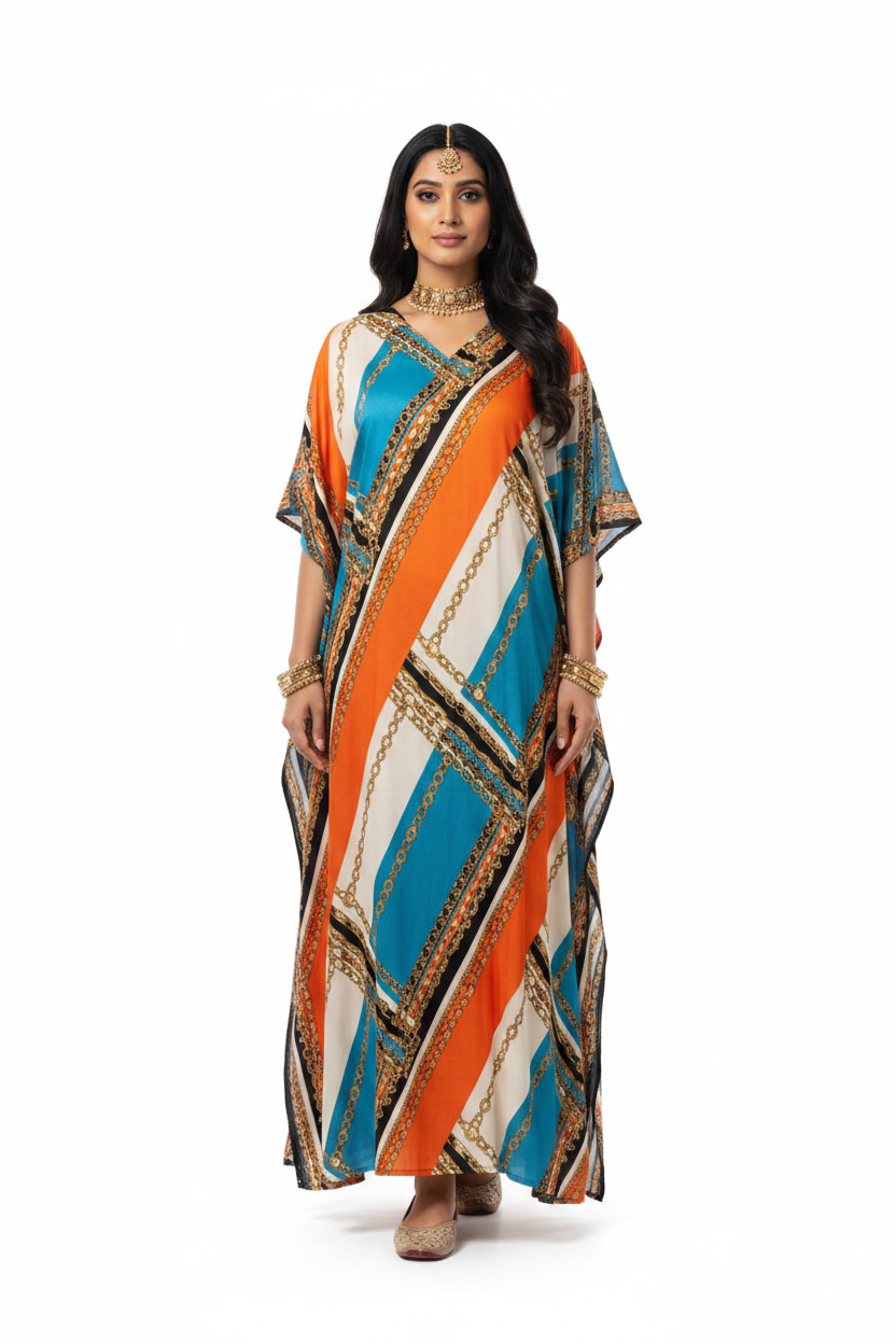 imported ladies kaftan orange sky 17474 S
