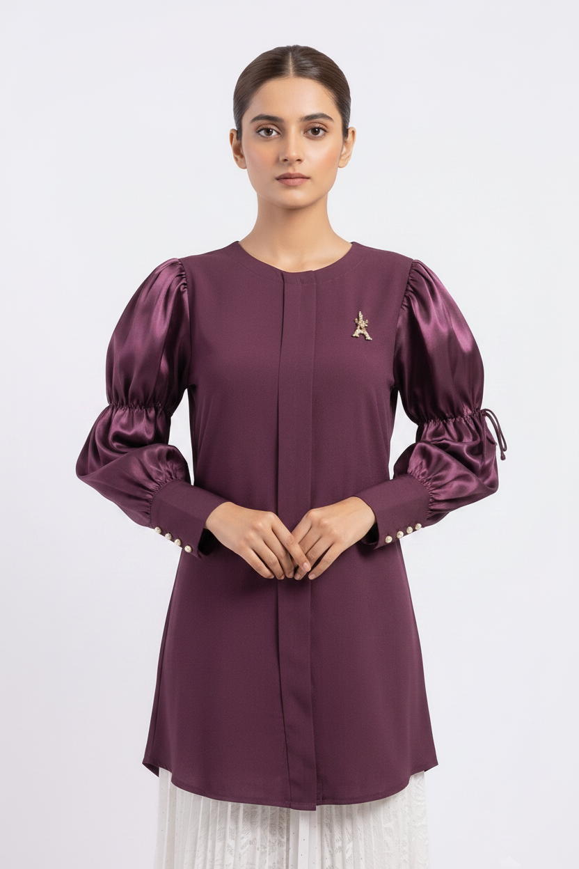 imported puff style ladies shirt purpal