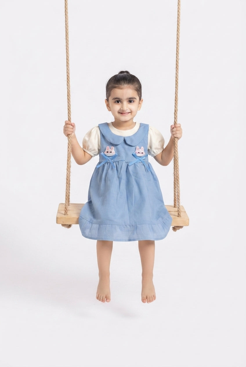 imported kids girl frock 00995 sky blue