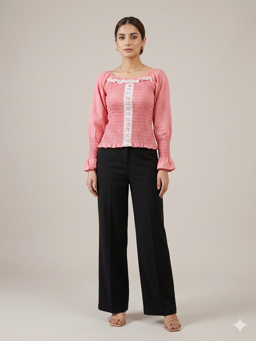 Imported crop pink ladies shirt 1666