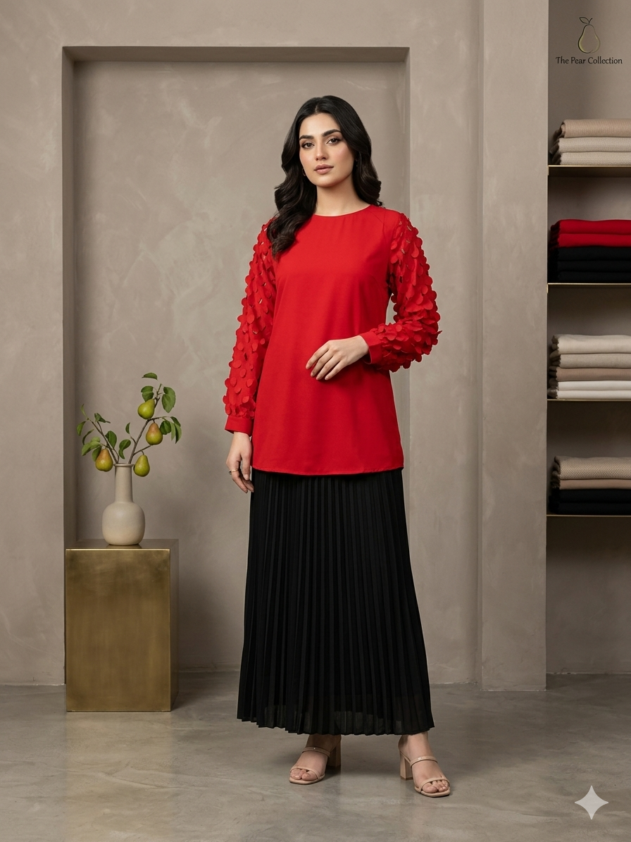 Imported ladies red top skirt 838-529