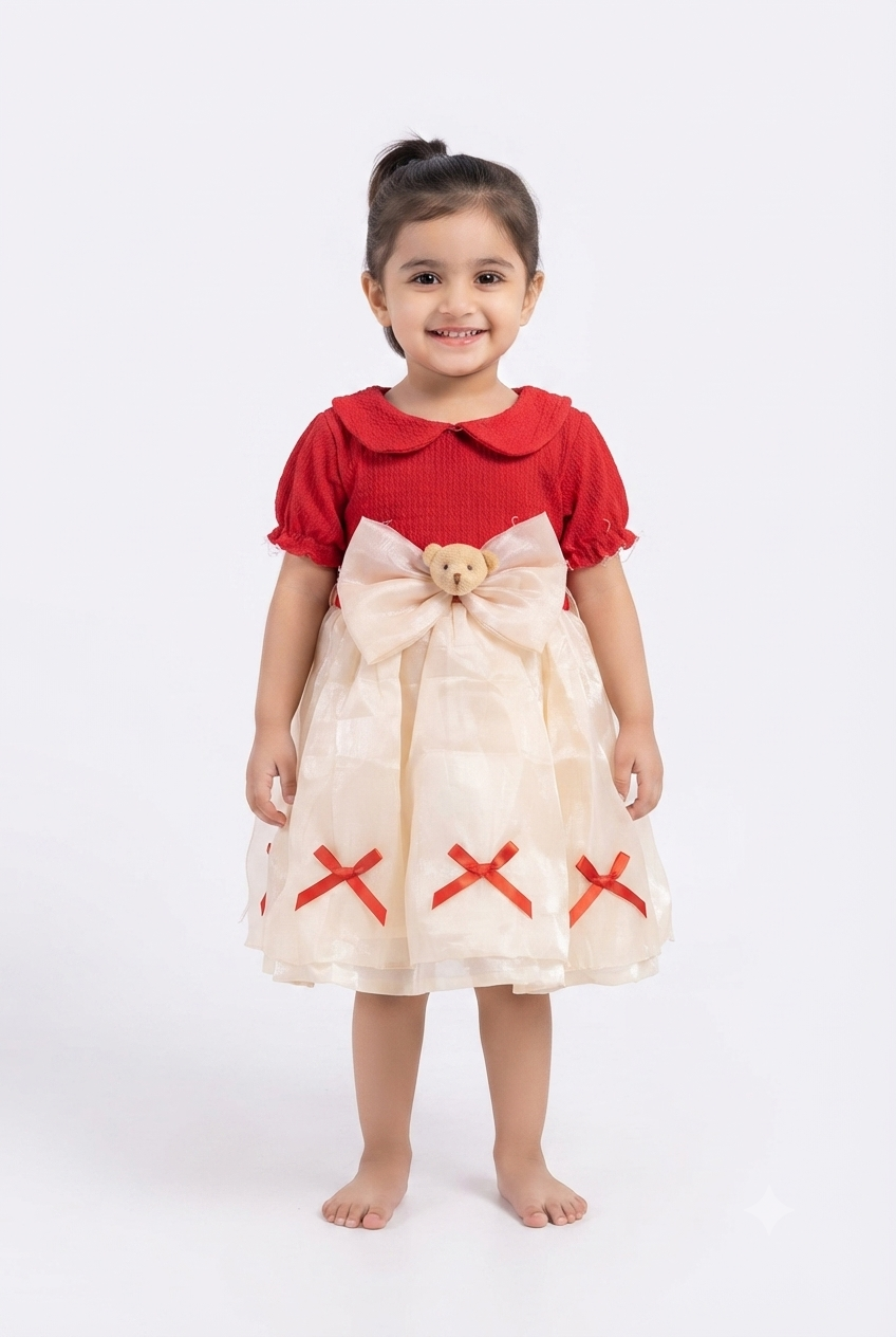 imported frock kids girl 1145 red pink