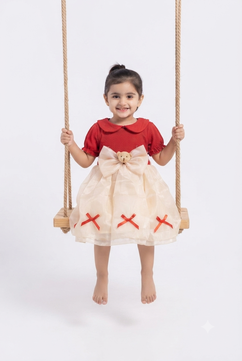 imported frock kids girl 1145 red pink
