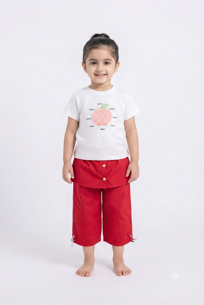 imported girl suit 001695 white red