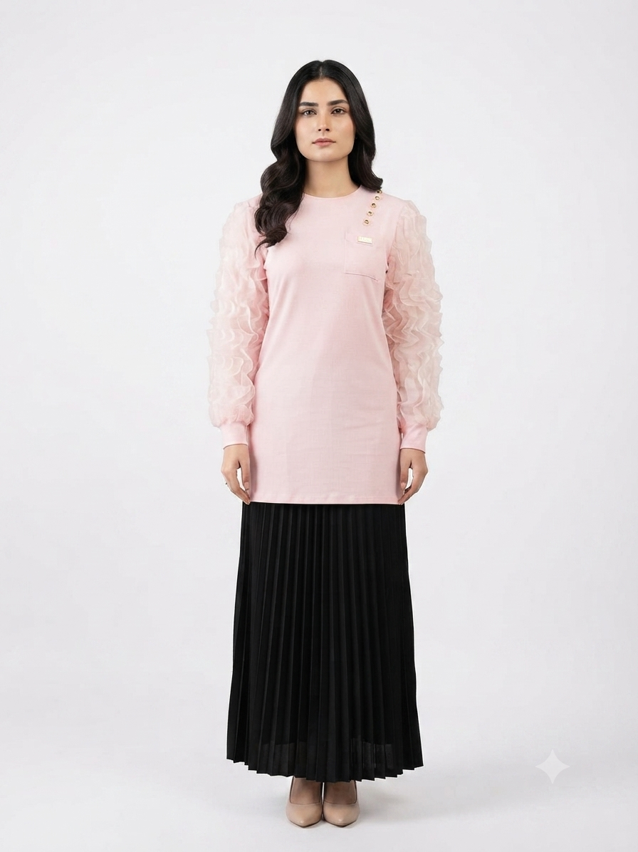 Imported ladies pink top skirt 2 piece 759#-529 S