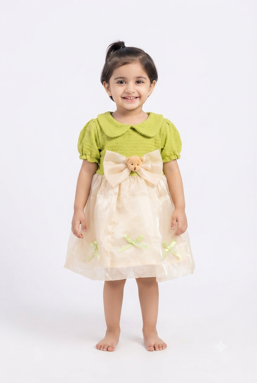 imported frock kids girl 1145 green pink