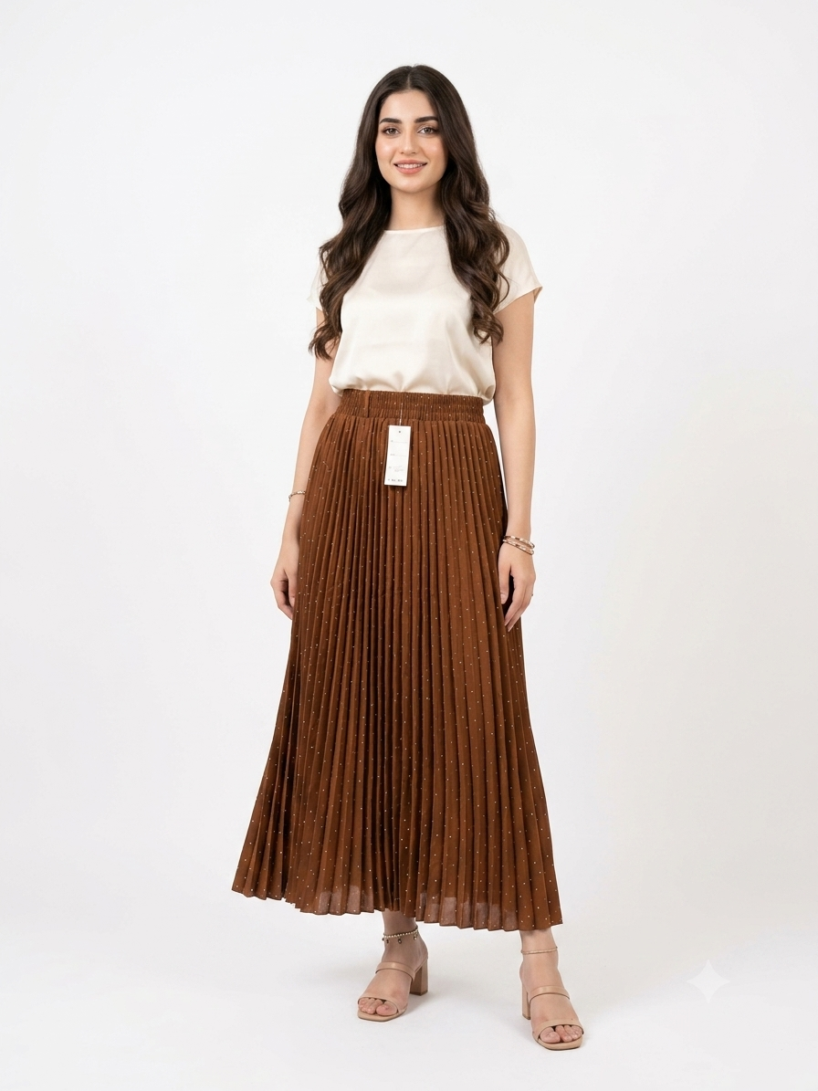 Imported ladies brown belt skirt 101