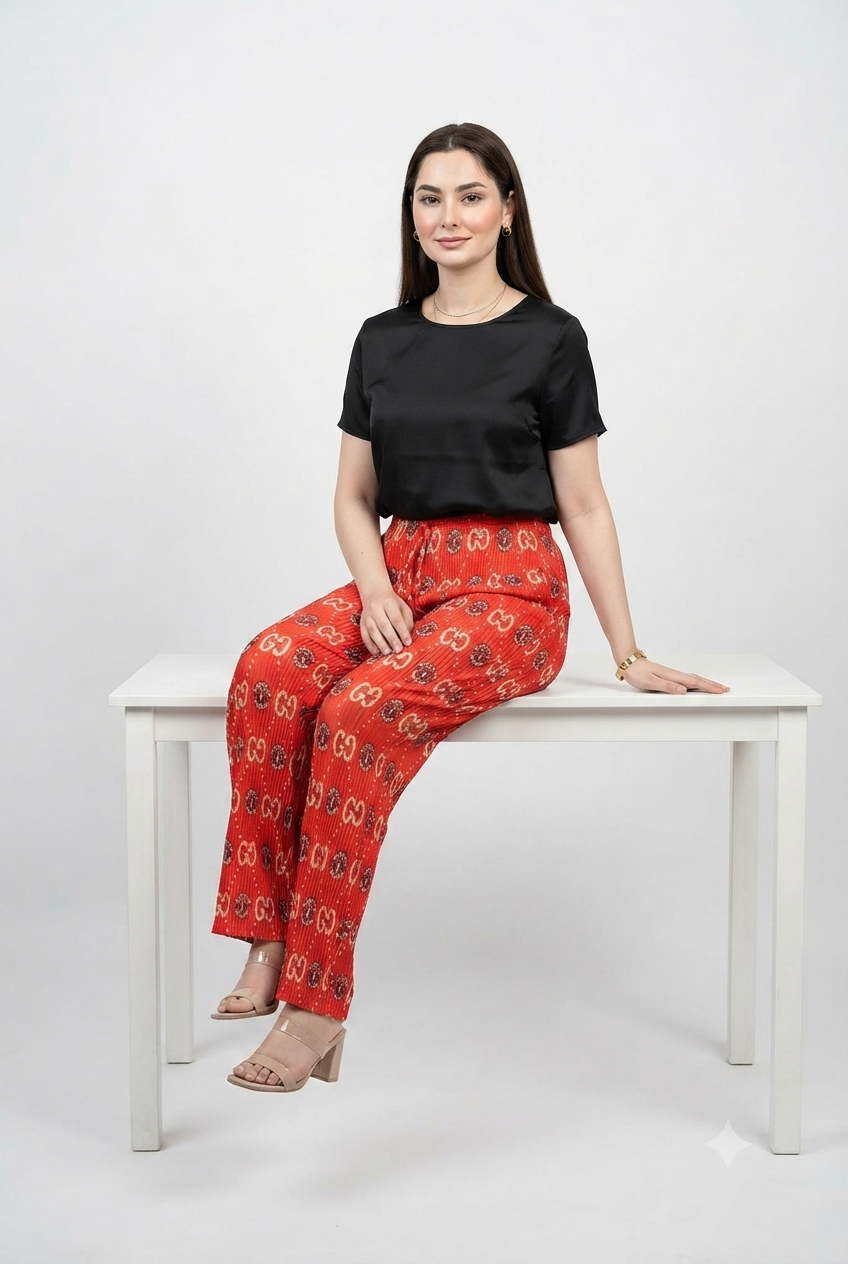 imported womens trouser red ZF03-1 S