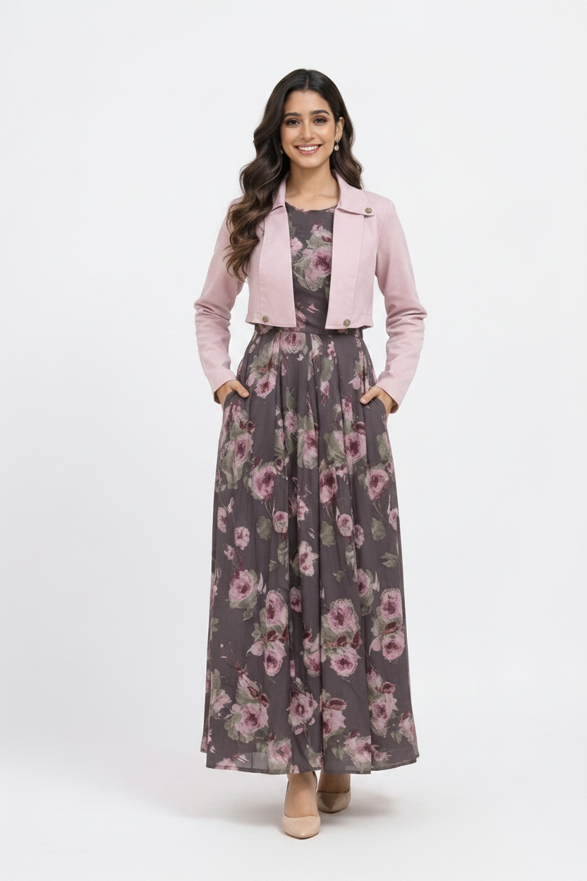 imported ladies maxi 2 piece pink UMG R