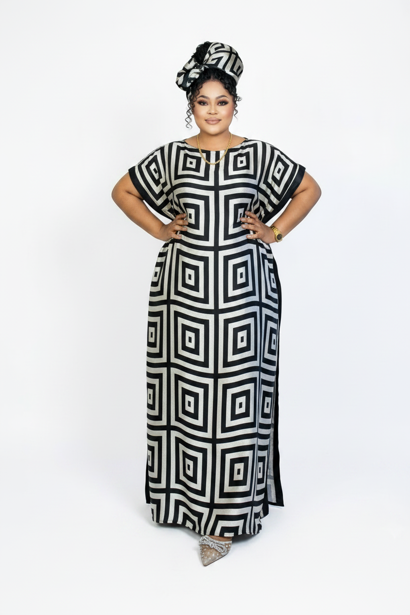 imported ladies silk kaftan silver black 17474 S