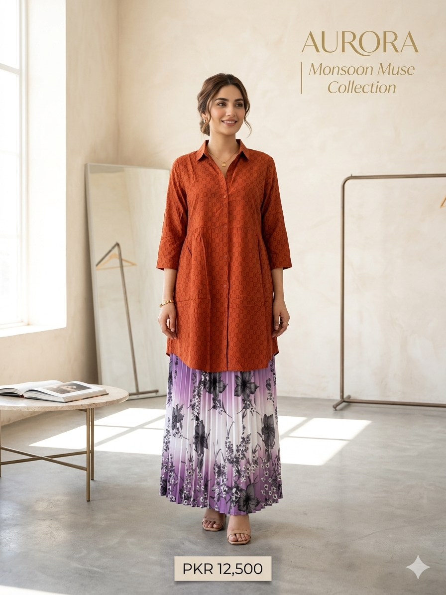 Imported ladies long shirt skirt 2 piece 2417-937