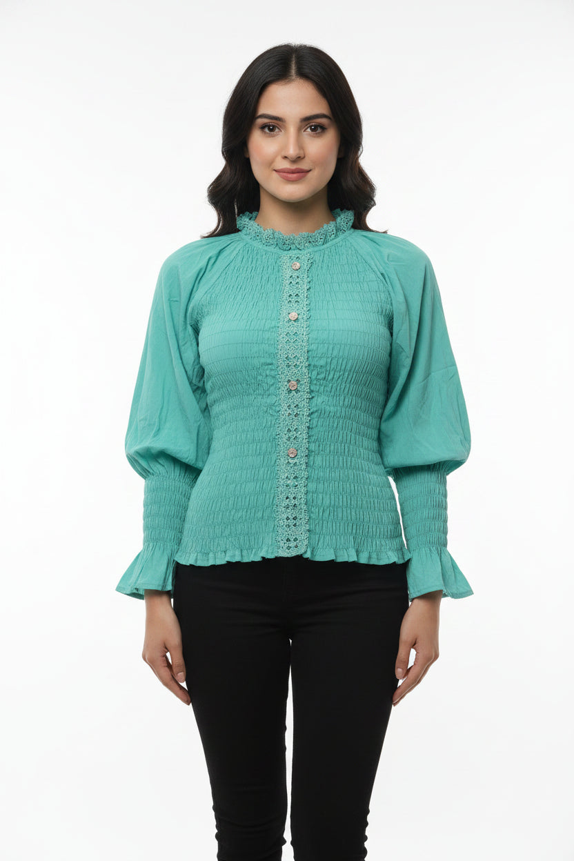Imported women crop c green top 1666