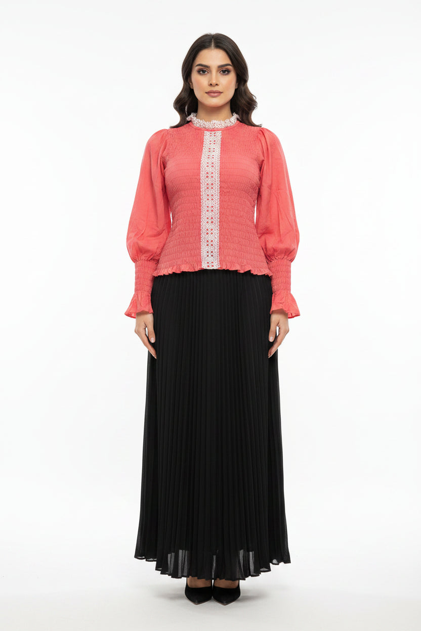 imported ladies pink crop shirt skirt 2 piece 1666-529