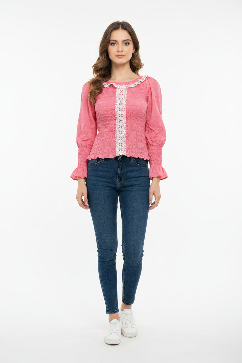 Imported crop pink ladies shirt 1666
