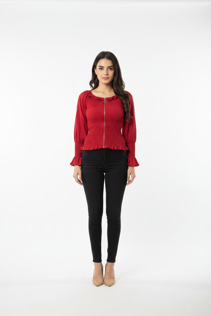 Importedd crop ladies red shirt 1666