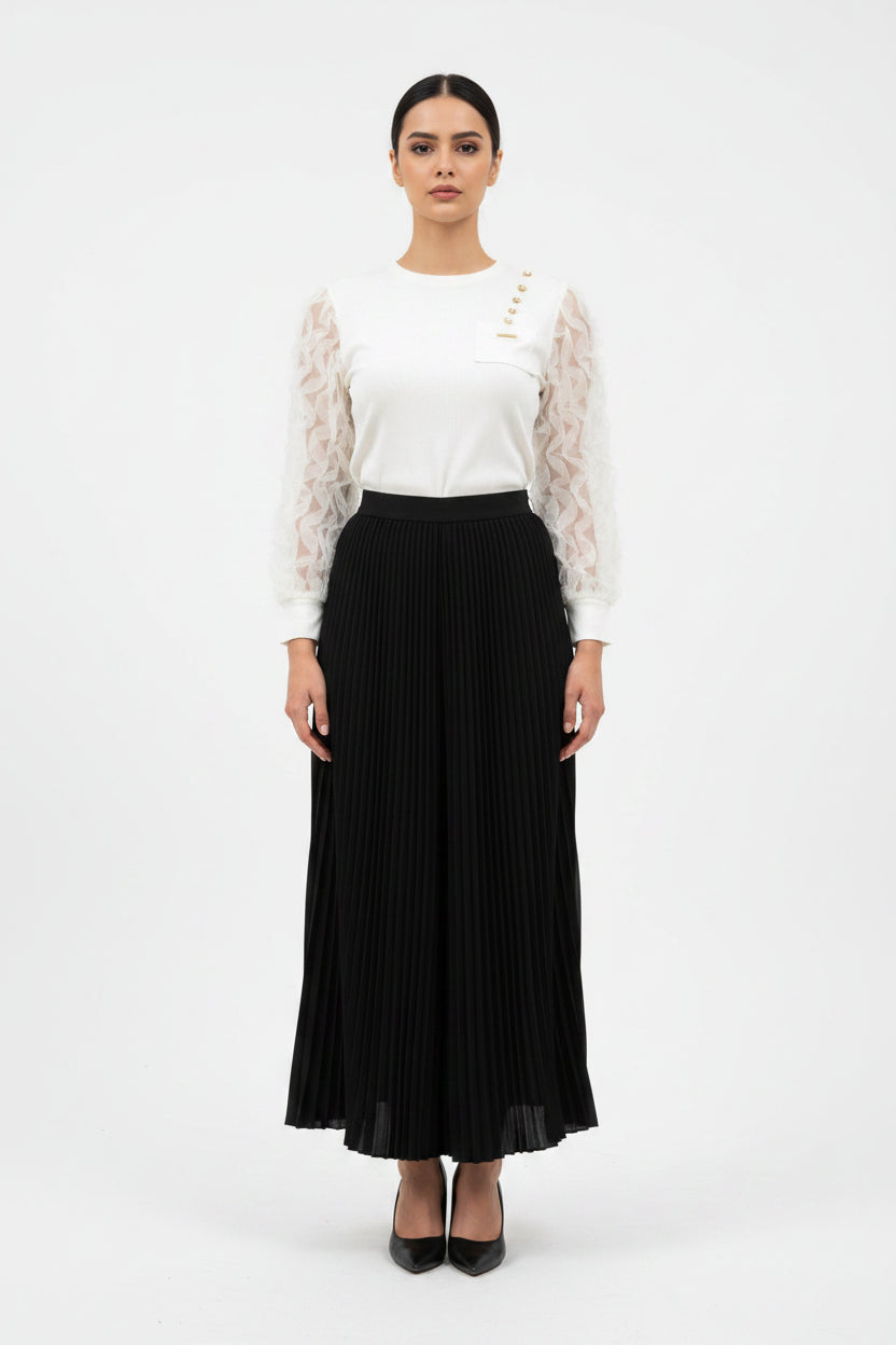 Imported ladies cream top skirt 2 piece 759-529