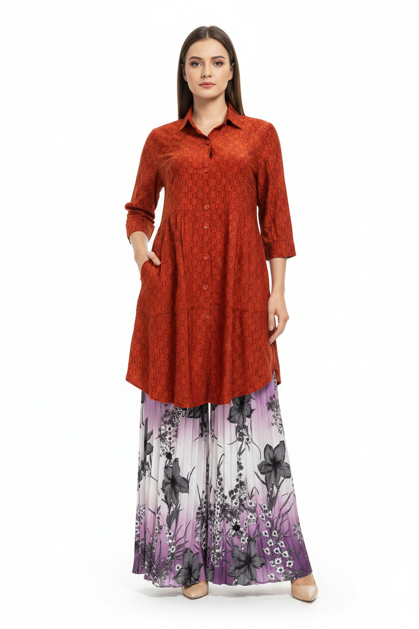 Imported ladies long shirt skirt 2 piece 2417-937