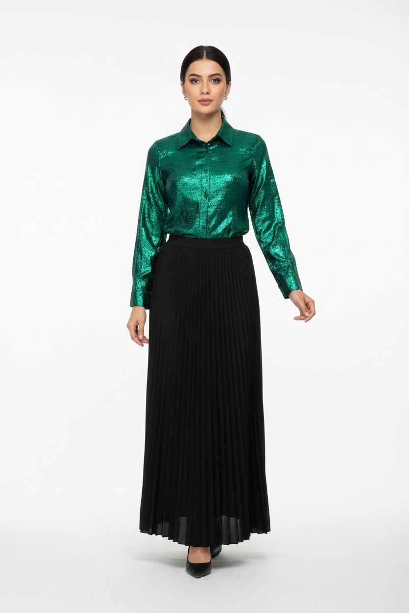 imported ladies gliter shirt green 2 piece 1498-529