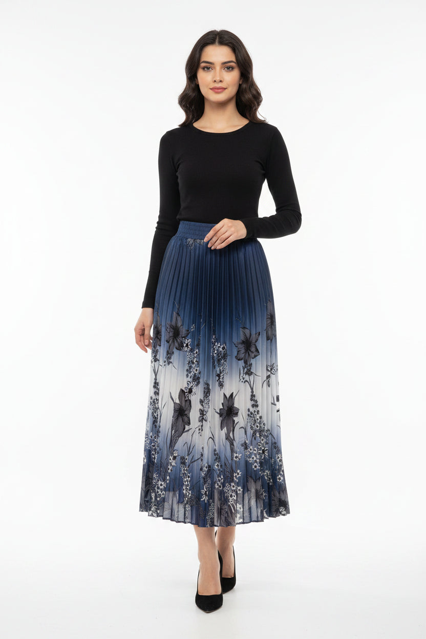 imported ladies skirt blue white 937